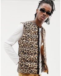 beige ärmellose Jacke mit Leopardenmuster von ASOS DESIGN