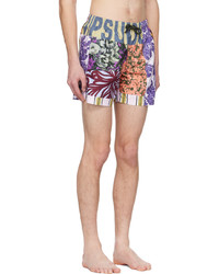 beige Badeshorts mit Blumenmuster von Dries Van Noten