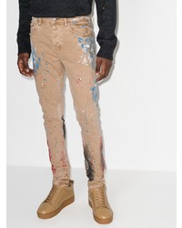 beige bedruckte enge Jeans von purple brand