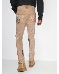 beige bedruckte enge Jeans von purple brand