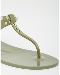 beige bedruckte flache Sandalen von Religion