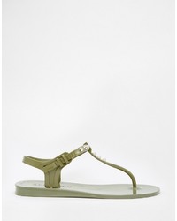 beige bedruckte flache Sandalen von Religion