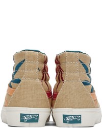 beige bedruckte hohe Sneakers aus Segeltuch von Vans