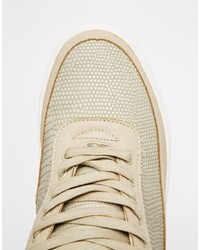 beige bedruckte hohe Sneakers von Criminal Damage