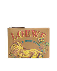 beige bedruckte Leder Clutch Handtasche von Loewe