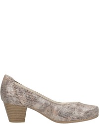 beige bedruckte Leder Pumps von Caprice