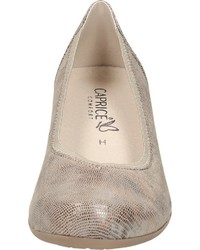 beige bedruckte Leder Pumps von Caprice