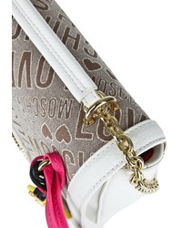 beige bedruckte Leder Umhängetasche von Love Moschino