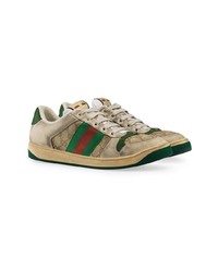 beige bedruckte niedrige Sneakers von Gucci