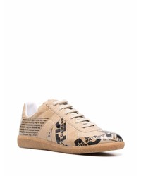 beige bedruckte niedrige Sneakers von Maison Margiela