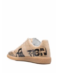 beige bedruckte niedrige Sneakers von Maison Margiela