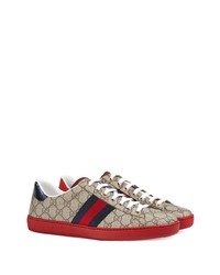 beige bedruckte Segeltuch niedrige Sneakers von Gucci