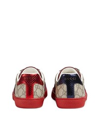 beige bedruckte Segeltuch niedrige Sneakers von Gucci