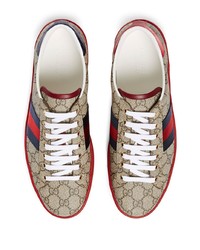 beige bedruckte Segeltuch niedrige Sneakers von Gucci