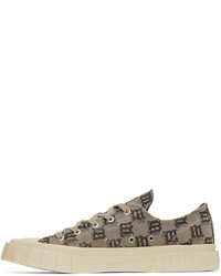 beige bedruckte Segeltuch niedrige Sneakers von Misbhv