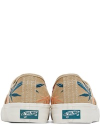 beige bedruckte Segeltuch niedrige Sneakers von Vans