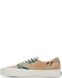 beige bedruckte Segeltuch niedrige Sneakers von Vans