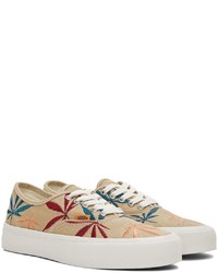 beige bedruckte Segeltuch niedrige Sneakers von Vans