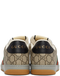 beige bedruckte Segeltuch niedrige Sneakers von Gucci