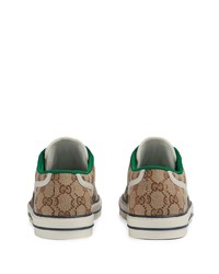 beige bedruckte Segeltuch niedrige Sneakers von Gucci