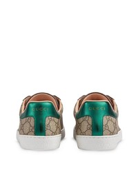 beige bedruckte Segeltuch niedrige Sneakers von Gucci