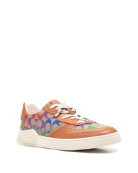 beige bedruckte Segeltuch niedrige Sneakers von Coach