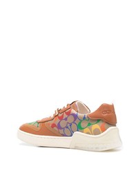 beige bedruckte Segeltuch niedrige Sneakers von Coach