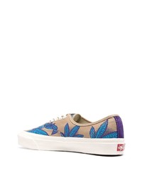 beige bedruckte Segeltuch niedrige Sneakers von Vans