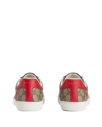 beige bedruckte Segeltuch niedrige Sneakers von Gucci