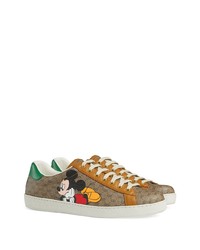 beige bedruckte Segeltuch niedrige Sneakers von Gucci