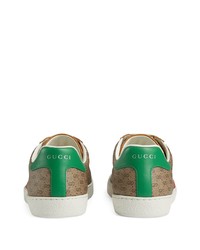 beige bedruckte Segeltuch niedrige Sneakers von Gucci