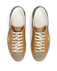 beige bedruckte Segeltuch niedrige Sneakers von Gucci