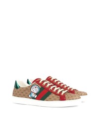 beige bedruckte Segeltuch niedrige Sneakers von Gucci