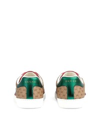 beige bedruckte Segeltuch niedrige Sneakers von Gucci