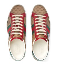 beige bedruckte Segeltuch niedrige Sneakers von Gucci