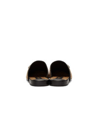 beige bedruckte Segeltuch Slipper von Gucci