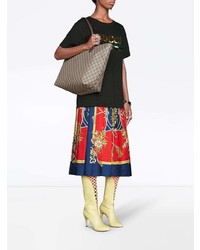 beige bedruckte Shopper Tasche aus Leder von Gucci