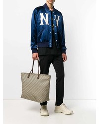 beige bedruckte Shopper Tasche aus Leder von Gucci