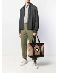 beige bedruckte Shopper Tasche aus Leder von Etro