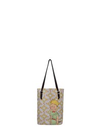 beige bedruckte Shopper Tasche aus Segeltuch von DOGO