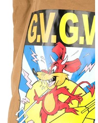 beige bedruckte Shopper Tasche aus Segeltuch von G.V.G.V.