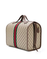 beige bedruckte Shopper Tasche aus Segeltuch von Gucci