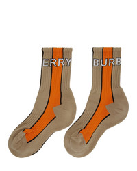 beige bedruckte Socken von Burberry