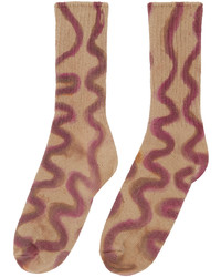 beige bedruckte Socken von Collina Strada