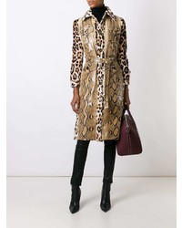 beige bedruckter Leder Trenchcoat von Givenchy