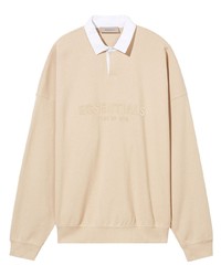 beige bedruckter Polo Pullover