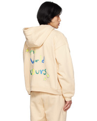 beige bedruckter Pullover mit einem Kapuze von Kids Worldwide