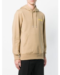 beige bedruckter Pullover mit einem Kapuze von Helmut Lang