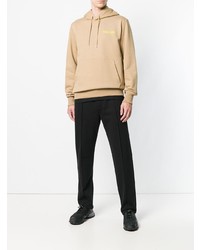 beige bedruckter Pullover mit einem Kapuze von Helmut Lang