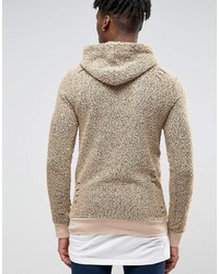 beige bedruckter Pullover mit einem Kapuze von Criminal Damage